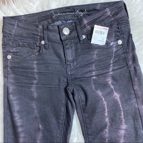 🔥SOLD🔥 American Eagle Electric Stripe Skinny Jeans Black - Picture 2 of 16